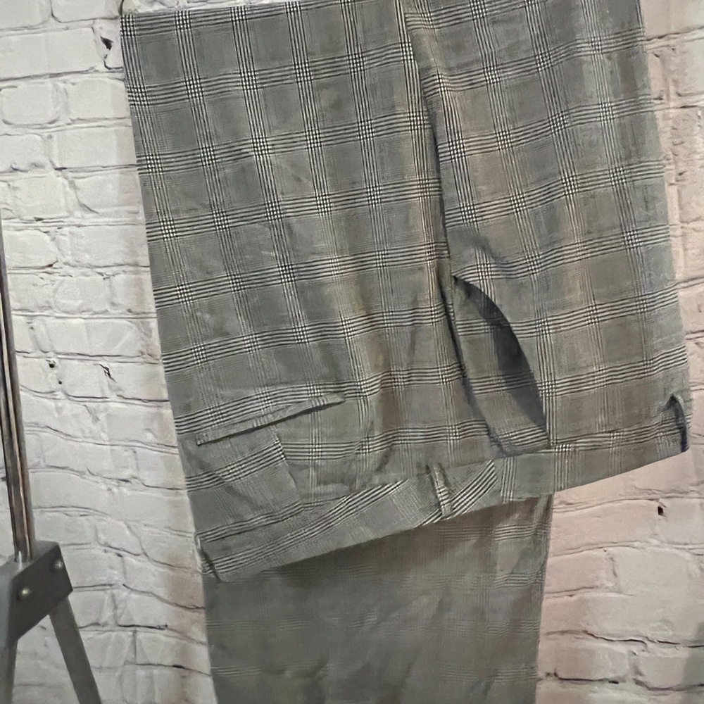 Universal Standard black and white tartan wide leg pants